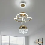 Luxury Gold Ribbon Chandelier with Crystal Drop